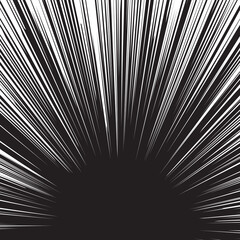 Obraz premium Comic book White radial rays, manga or anime speed lines, zoom and motion effects. Cartoon action background. Pop art style elements. Vector illustration