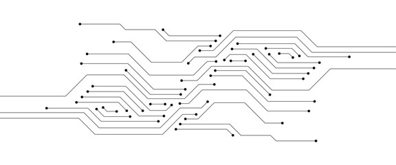 Abstract technology background, circuit board pattern. Dots and lines connection black circuit design