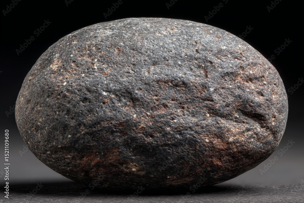 Poster unique textured stone with dark hues showcasing natural patterns on a black background