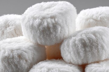 Soft white cotton rounds stacked together on a neutral background for beauty and skincare use