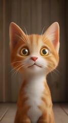 Cute ginger kitten looking upward.