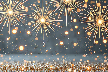 Colorful firework with bokeh background. New Year celebration, Abstract holiday background