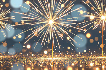 Colorful firework with bokeh background. New Year celebration, Abstract holiday background