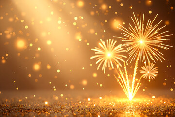 Colorful firework with bokeh background. New Year celebration, Abstract holiday background