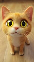 Close-up view of a cute cartoon cat.
