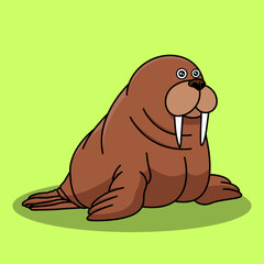 illustration of cute walrus vector