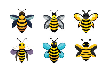Honey Bee Set Vector Illustration