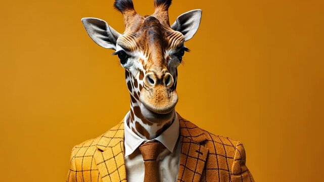 giraffe with human expression and pose, visual metaphor concept, creative advertising, character design