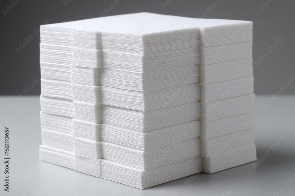 Poster Stack of clean, blank white cardstock sheets prepared for various creative projects and office tasks in a minimalistic setting