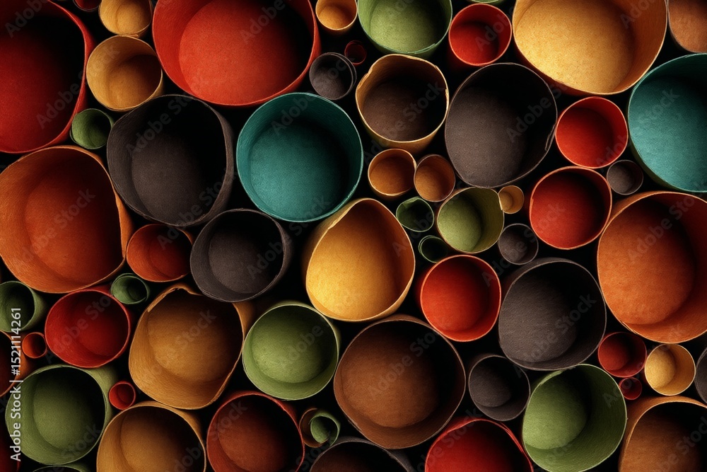 Poster Colorful arrangement of variously sized circular shapes in a vibrant pattern