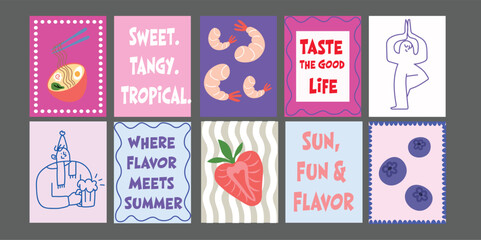 Tropical Summer Food Banner with Colorful Produce. Designed with a handpicked, rustic style and modern typography. Great for summer food promotions, menu boards, and wellness campaigns.