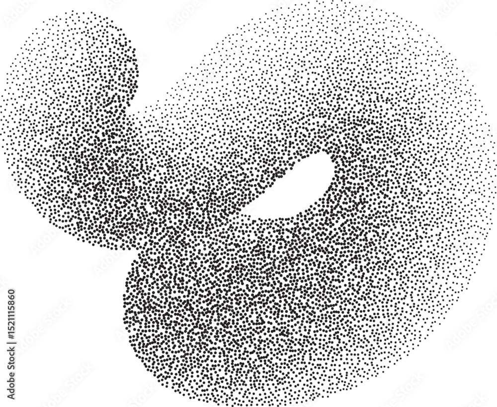 Poster abstract line shape. 3d wavy element with noisy fluid effect. grainy spiral with gradient stipple sa