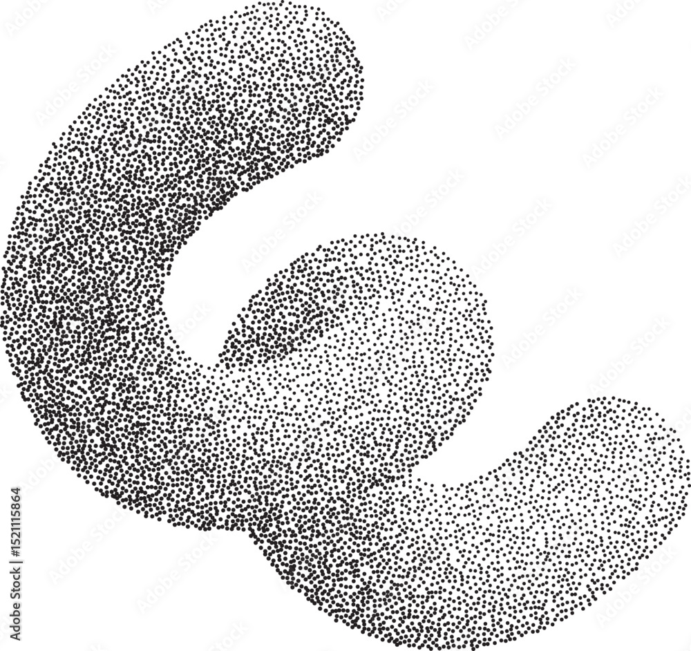 Poster abstract line shape. 3d wavy element with noisy fluid effect. grainy spiral with gradient stipple sa