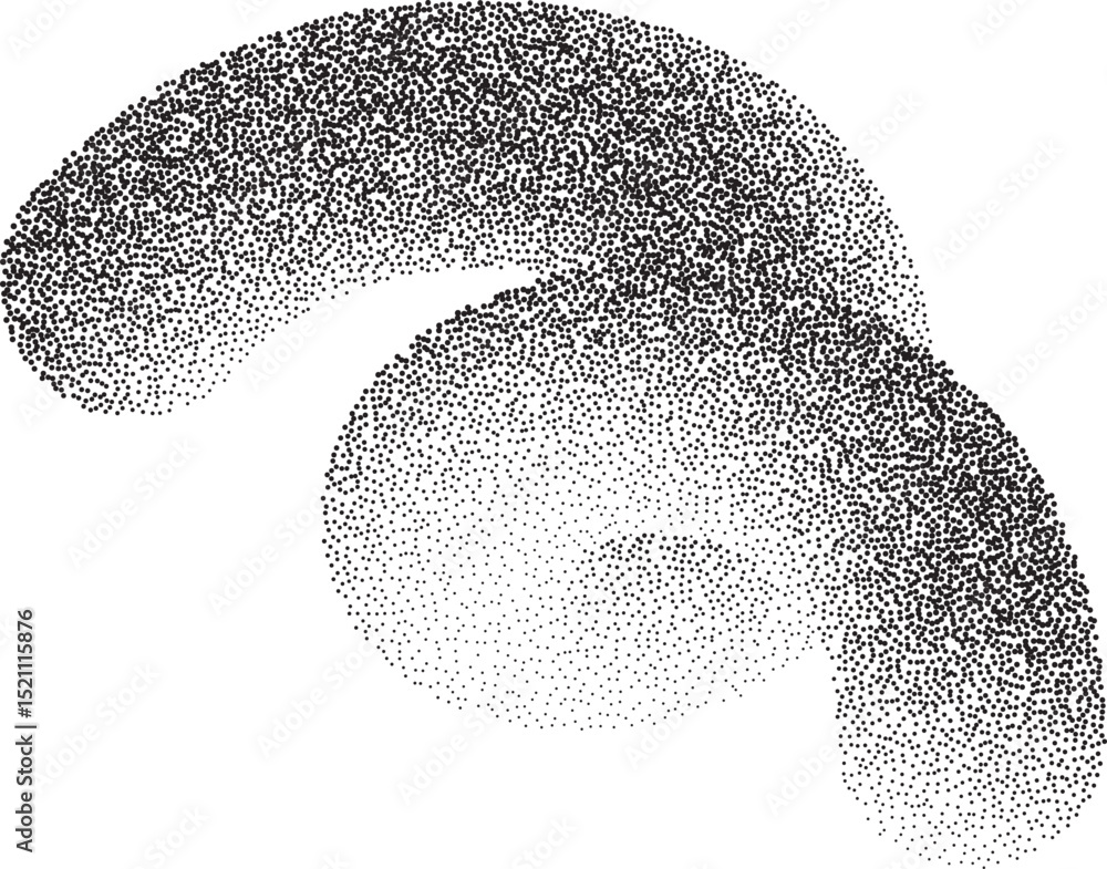 Aufkleber stipple gradient shape. 3d swirl line with noise. grainy geometric spiral with sand effect. halftone
