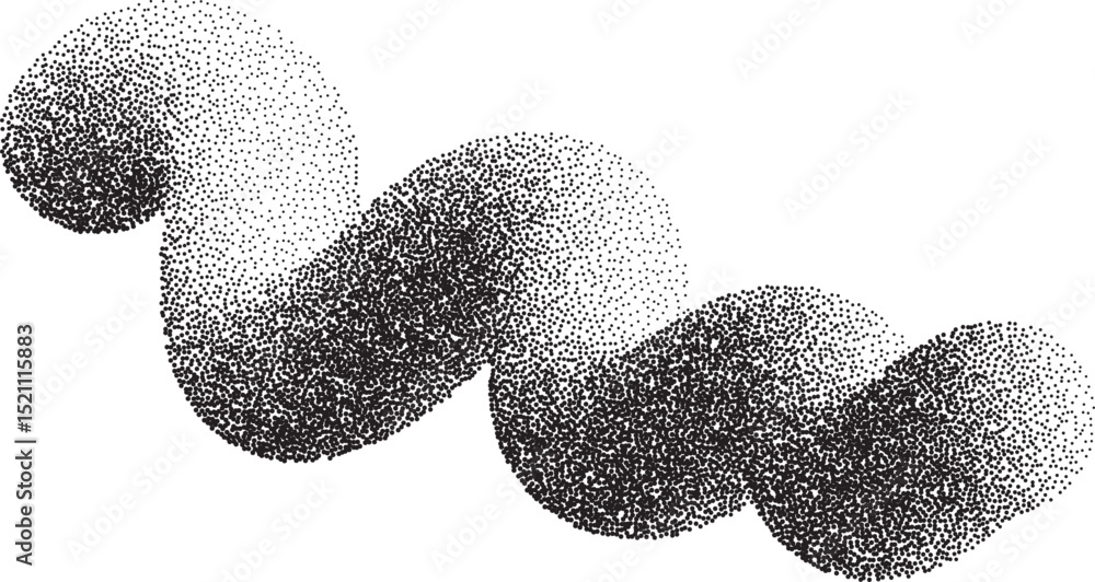 Poster abstract line shape. 3d wavy element with noisy fluid effect. grainy spiral with gradient stipple sa