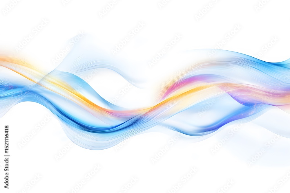 Fototapete Colorful background with flowing waves on white background, creating an abstract and dynamic design element.