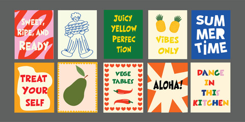 Summer Bistro Banner with Fresh Fruits and Vegetables. Ideal for seasonal menus, healthy eating ads, and tropical food campaigns. Clean, colorful layout with sunny, natural vibes.