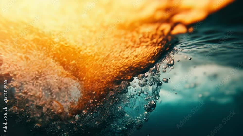 Poster a detailed view of an ocean wave's texture and movement