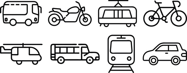 Adobe Illustrator Collection of Transportation Icons in Outline StyleArtwork