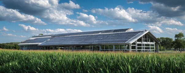 Solar panels barn rural agriculture sustainable energy