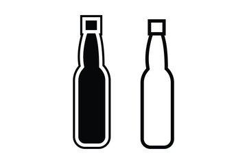Bottle silhouette art vector with line art on white background