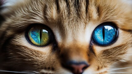 Close up of a cat's eyes, beautiful and vivid, portrait