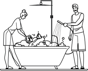 safety child bath vector