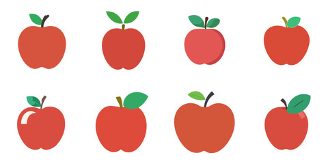 Multiple vector illustrations apple, flat style
