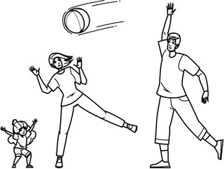 play family playing catch vector