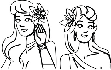 beauty flower ear woman vector