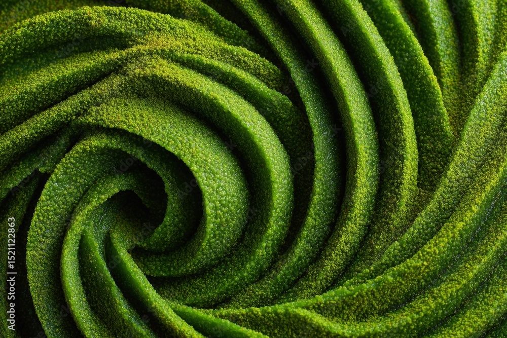 Poster matcha green tea swirl art with vibrant texture and intricate patterns created in a dessert
