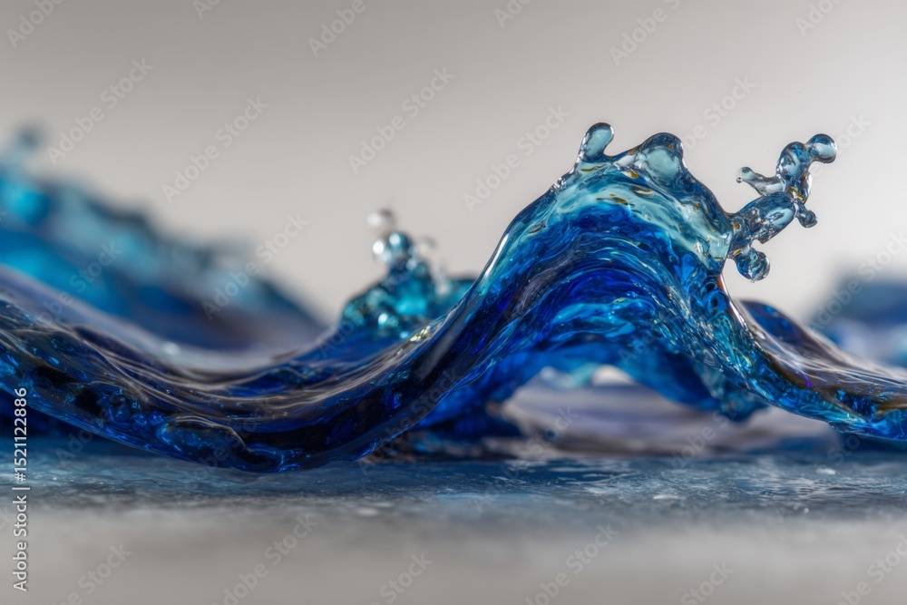 Poster delicate blue waves created from glass capture movement and light in a serene display