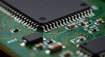 Close-up view of a circuit board showcasing intricate electronic components and connections (2)