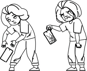 protection kid girl broken phone vector