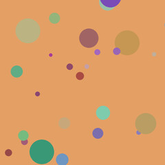 An Abstract Composition of Colorful Scattered Circles on a Light Orange Background