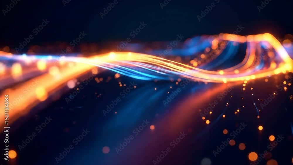 Poster abstract glowing lines and particles background