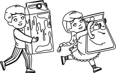 happy milk drink kid vector