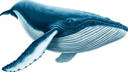 big whale illustration isolated on white background PNG