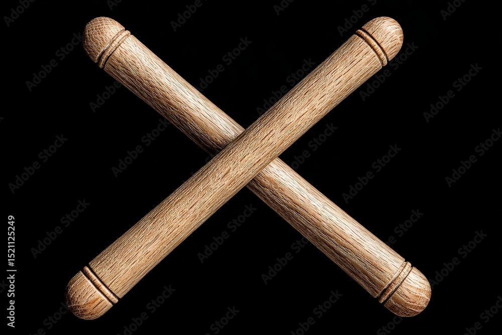 Aufkleber Wooden sticks crossed on a black background showing craftsmanship and design elements in hand-crafted objects