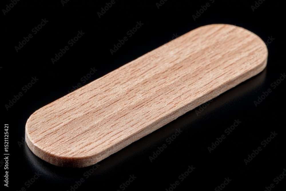 Aufkleber wooden craft piece on black background showcasing smooth texture and simple design for various diy p