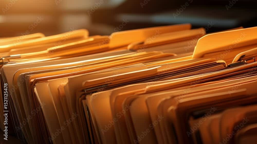 Poster a collection of folders stacked on a desk or table, suitable for office or school use