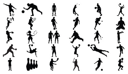 Silhouette Sports Players Collection – High-Quality Vector EPS of Athletic Action Poses