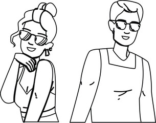 young sunglasses man woman vector