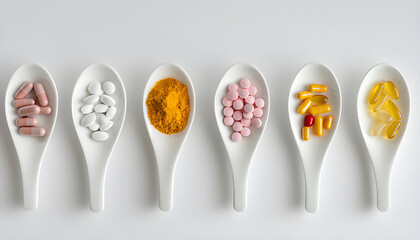 Various dietary supplements such as collagen vitamins biotin and protein in powder and pill forms promote health and beauty