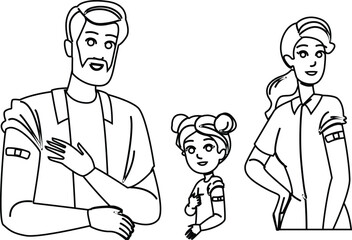 booster vaccinated people vector