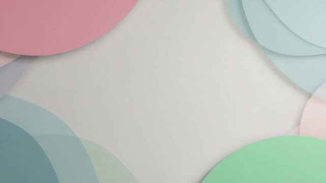 Colorful layered paper circles in pastel shades on white background  