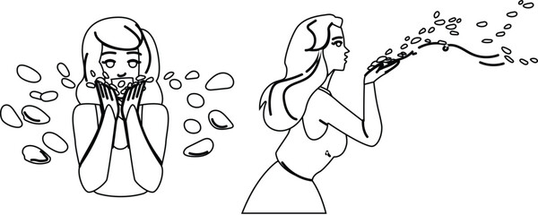 beauty blow flower petals woman vector