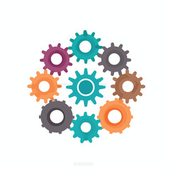 Collaborative Teamwork Concept: Gear, Wrench, and Hand Supporting Each Other