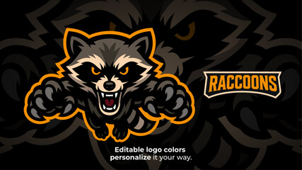 Jumping Raccoon Mascot Logo with Claws – Wild Forest Predator for Esports or Gaming Identity
