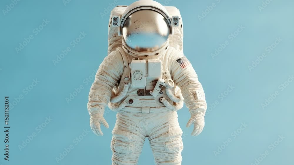 Aufkleber astronaut using cell phone while in space suit, suitable for use as illustration or concept art